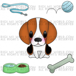 Beagle Pup - Lucas, kawaii style clip art for scrapbooking and card ...