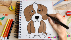 How to draw a Beagle - Easy step-by-step drawing lessons for kids ...