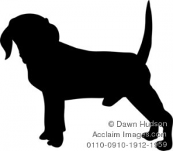Clipart Illustration of Silhouette of a Beagle Dog