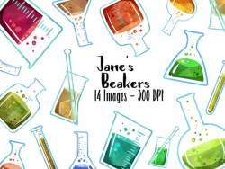 Watercolor Science Clipart - Beaker ClipArt - Digital Download ...