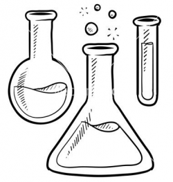 Doodle science lab beakers vector | Cards | Science notebook ...