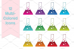 Science Beaker Icons, Clipart Vector by Digital Sugar on ...