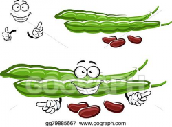 Vector Stock - Cartoon bean pods with brown beans. Clipart ...