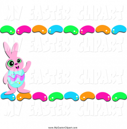 Clip Art of a Pink Easter Bunny and Colorful Jelly Bean Border by ...