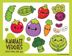 Kawaii vegetables clipart, kawaii veggies clipart, healthy food ...