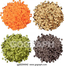 Vector Stock - Various types of lentils piles set. Clipart ...