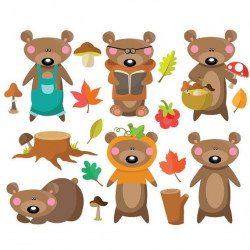 Autumn Bear Clipart & Vector Set Instant Download | Projects to Try ...