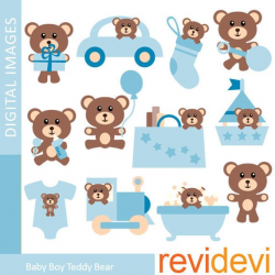 Baby boy teddy bear clipart sale nursery decor baby shower