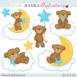 Baby Boy Teddy Bear Clip Art Set - blue brown digital clipart ...