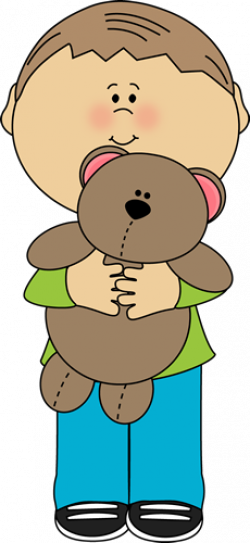 Boy with a Teddy Bear Clip Art - Boy with a Teddy Bear Image
