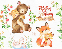 Woodland Friends 3. Watercolor animals clipart fox forest