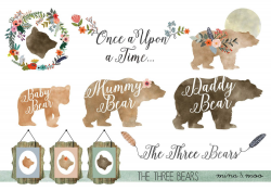 Floral bear clipart Bear family print by MinaandMooDesign on ...