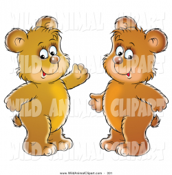 Clip Art of a Couple of Friendly Bear Cubs Smiling and Standing Side ...