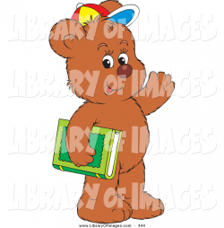 Clip Art of a Friendly Brown Bear Cub Student Wearing a Colorful Hat ...