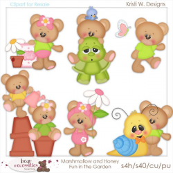Marshmallow and Honey Fun in the Garden Clipart for Resale www ...