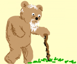Grandpa Bear has a hard time walking. - drawing by Harry5219