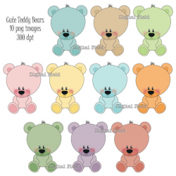 Cute Teddy Bear Clip Art Set printable digital clipart