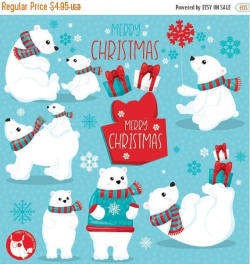 80% OFF SALE Polar bears clipart commercial use, christmas bear ...