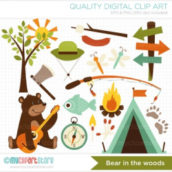 Clipart - Animals / Bear in the woods / Camping by MyClipArtStore