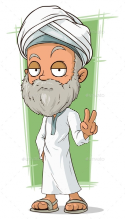 Cartoon Old Arabian Man with Beard | Cartoon and Fonts