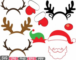 Christmas Props Party Booth clipart Santa Claus beard reindeer hat ...