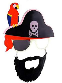 Amazon.com: Sunstaches Pirate Beard Sunglasses, Skull & Crossbones ...