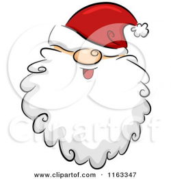 Cartoon of a Happy Bearded Santa Face with His Hat over His Eyes ...