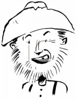 A Man with a Scruffy Beard and a Worn Hat - Royalty Free Clipart Picture