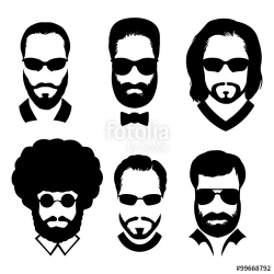 Silhouettes of men with beard and glasses. Stylish avatars men ...