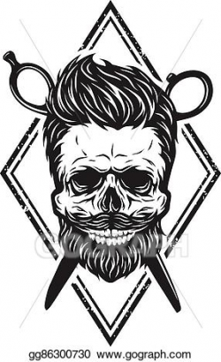 Vector Stock - Skull with a beard and a stylish haircut. Clipart ...