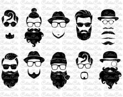 Hipster Beards SVG Dxf Png Eps Files Vector Mustache and beard ...