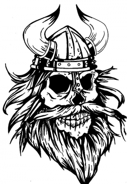 Viking warrior skull with a cool beard - tattoo flash | Tattoo ...
