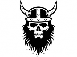 Viking Skull 2 Beard Helmet Horns Norway Sea Sailing Warrior