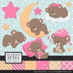 Professional Pink Sleepy Bears Clipart - Pink Bedtime Bears Clipart ...