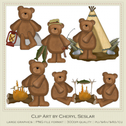 Camping Bears - Cheryl Seslar Outdoors Clip Art