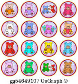 Vector Art - Splotches with teddy bears. Clipart Drawing gg54645881 ...
