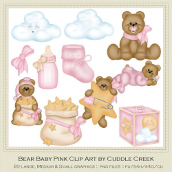 Teddy Bear Baby Pink Clip Art - Cuddle Creek | Clip Art - Cuddle ...