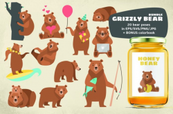 Grizzly Bears Clipart Bundle | Xquissive Free Fonts, Graphics and More