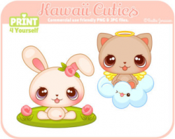 Instant Download Bear Cliparts // Kawaii Clipart // Teddy