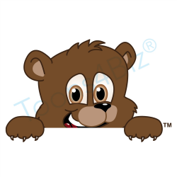 Bear Mascot Peeking Over Clip Art