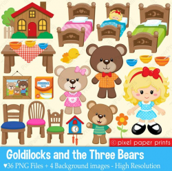 Goldilocks & The Three Bears Clipart and Digital paper set