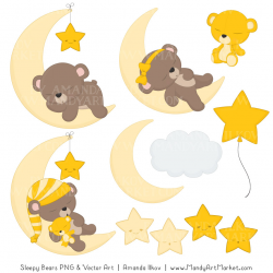 Yellow Sleepy Bears Clipart