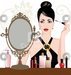 clipart of a lady putting makeu on | Glamour woman applying makeup ...
