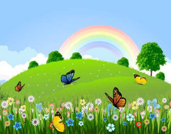 beautiful garden with rainbow background clipart 4 | Clipart Station