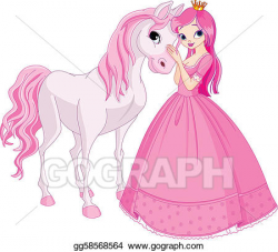 Vector Art - beautiful princess and horse. Clipart Drawing ...