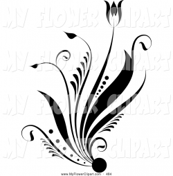Clip Art of a Pretty Flowering Plant Silhouetted in Black, over a ...