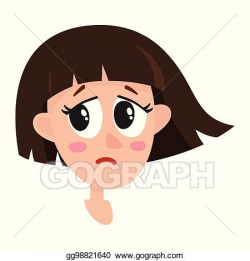 Vector Art - Pretty dark brown hair woman, crying facial expression ...