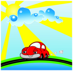Cartoon Car Clipart Image - Cute Cartoon Car Character Driving in ...