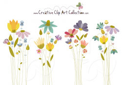 Cute #Flowers inspired by beautiful #Meadows clip art #clipart set ...