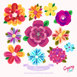 Beautiful Flower Digital Vector Clip art / Floral Digital Clipart ...